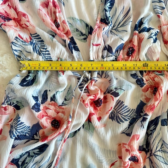 Flowy Rayon Gauze Flowered Beach Swimsuit Coverup Boho Dress by Blue Island Sz M - Picture 13 of 14